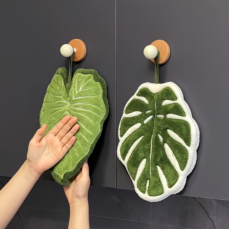 Home Bathroom Accessories - Leaf Design Hand Towel Absorbent Soft
