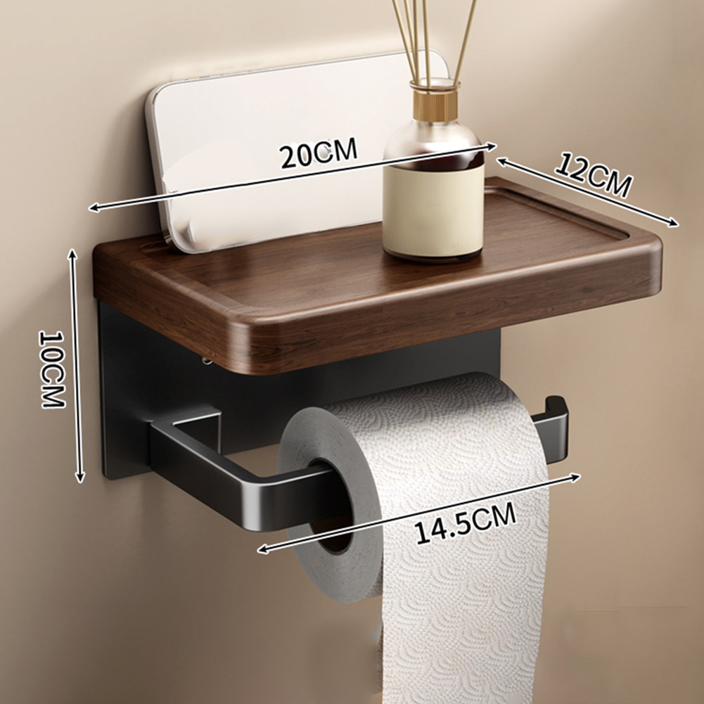 Toilet Paper Holder - Wood Toilet Roll Holder With Phone