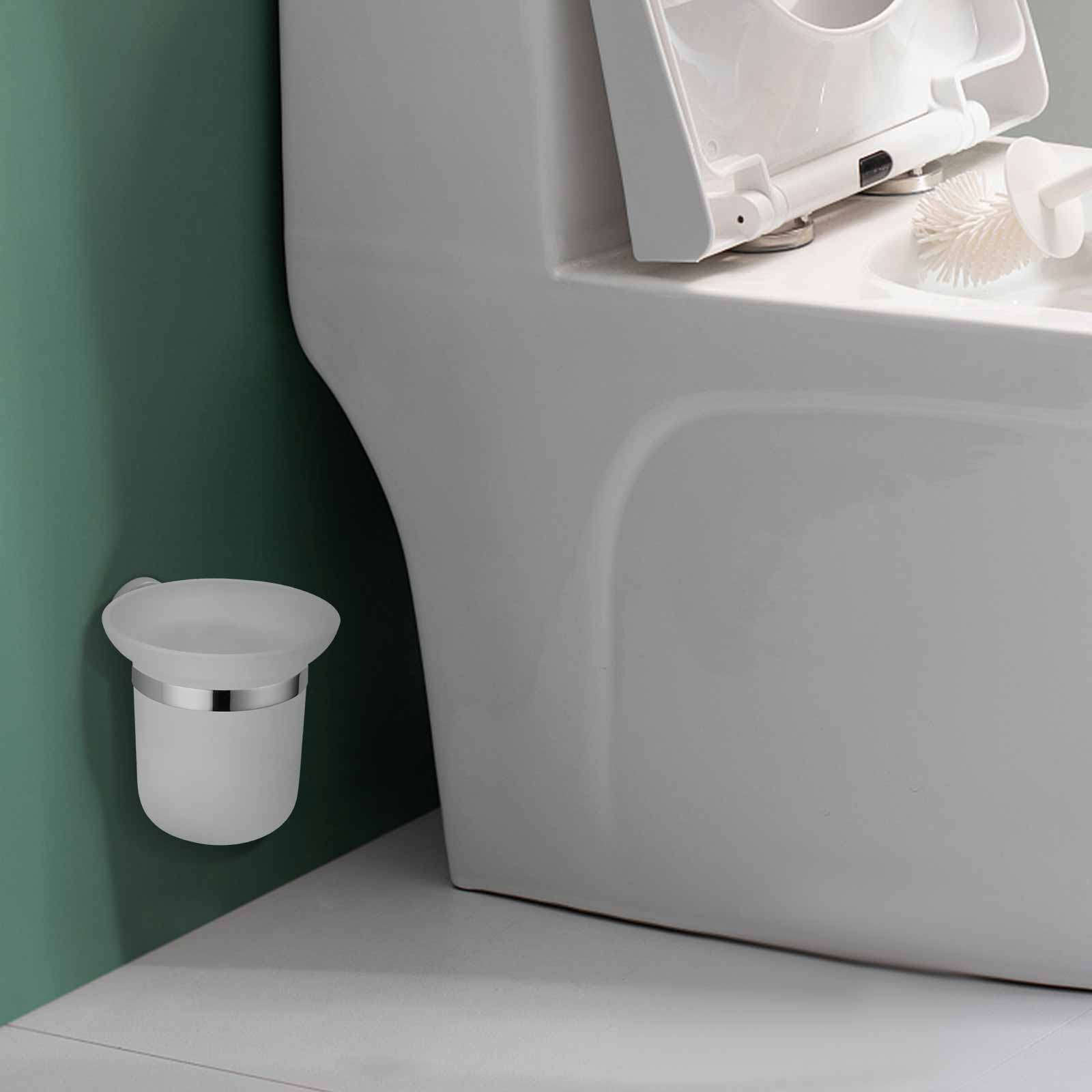 Home Toilet Bathroom Design - Wall Mounted Frosted Glass Toilet Brush