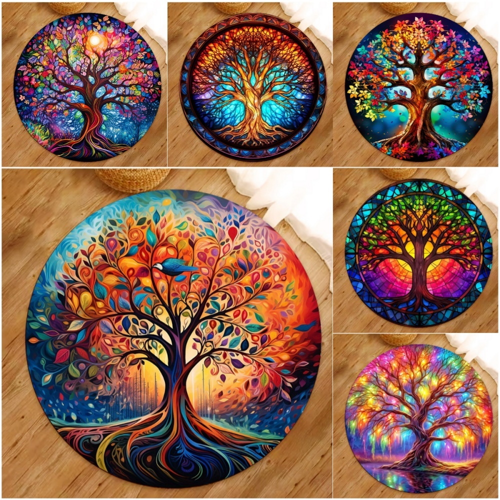 Home Toilet Bathroom Design - Tree of Life Round Rugs Yoga