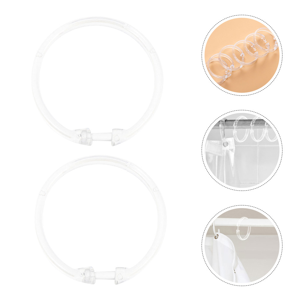 Home Bathroom Design - 15Pcs Clear Shower Curtain Rings Snap