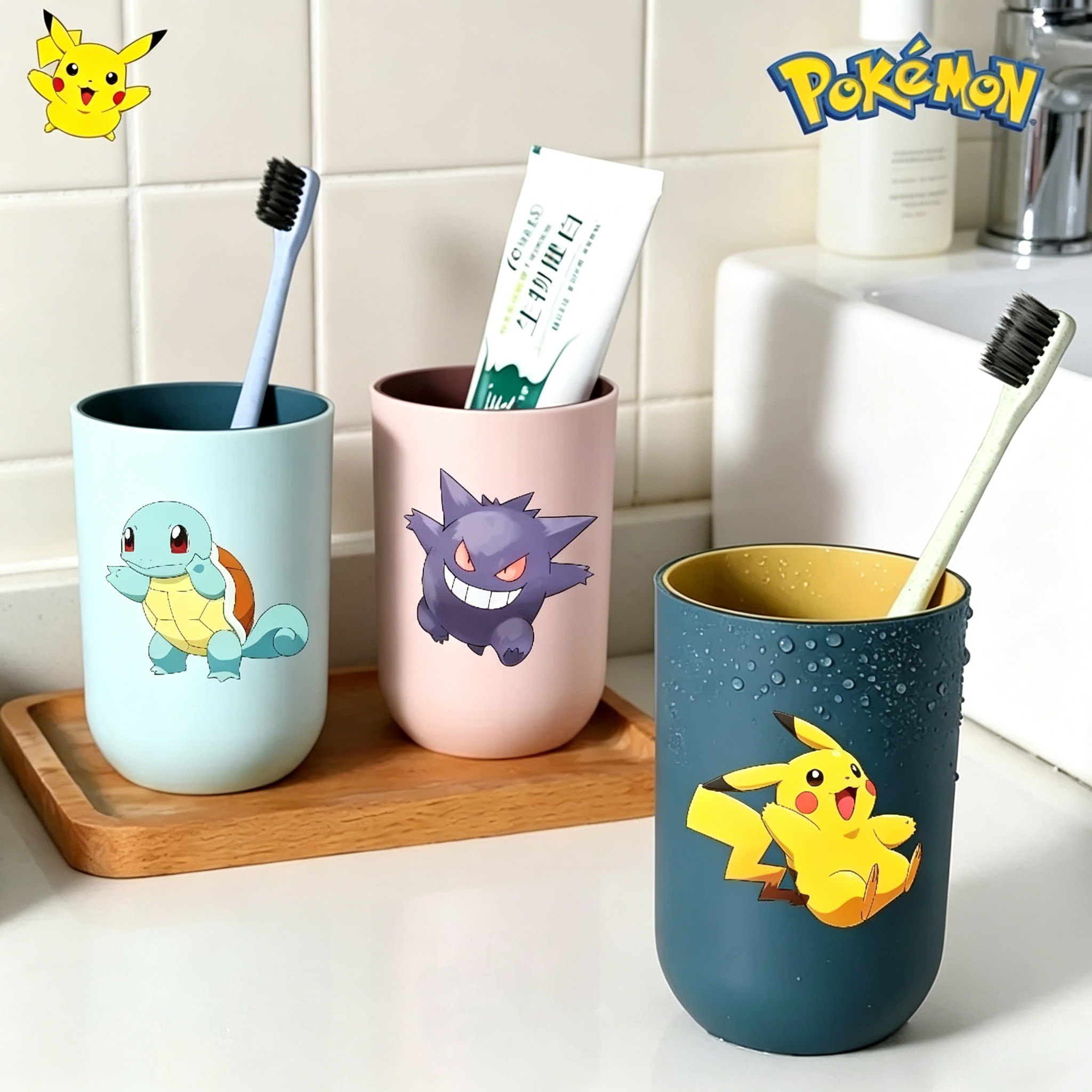 Home Bathroom Accessories - Cartoon Pokemon Bathroom Tumblers Shower Room