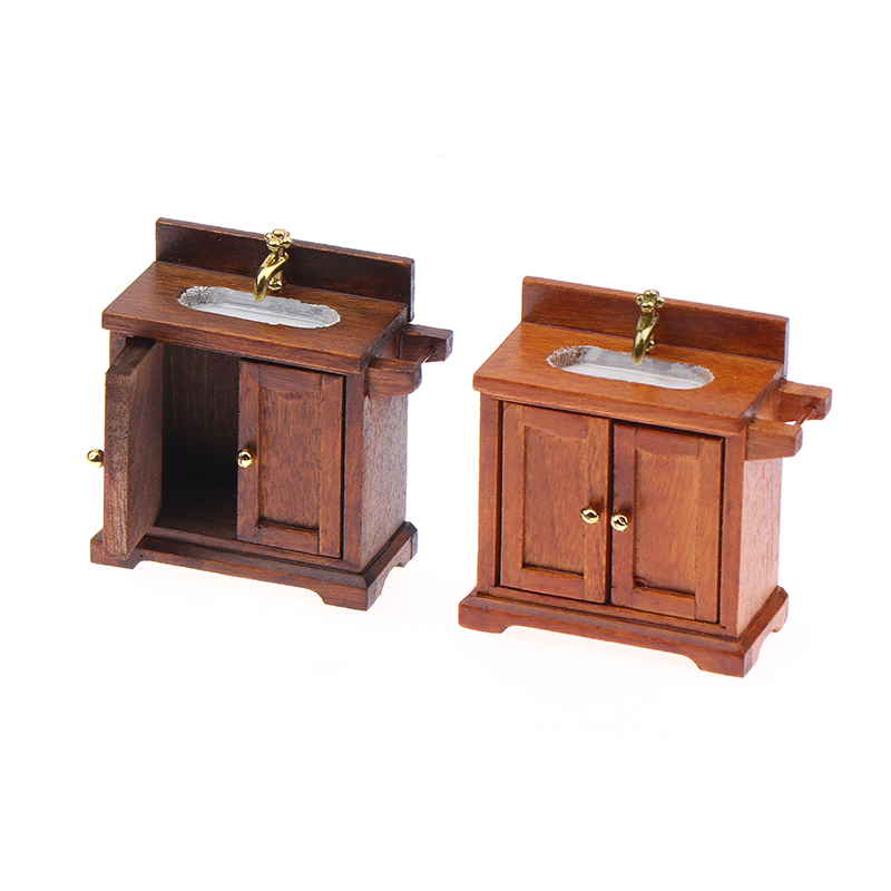 Home Bathroom Furniture - 1/12 Dollhouse Simulation Washing Basin Cabinet