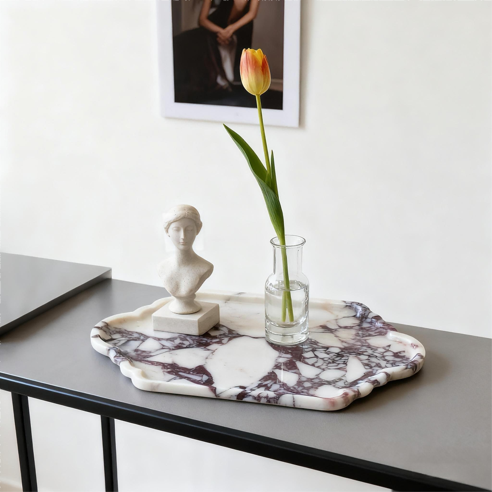 Home Bathroom Scene - Calacatta Viola Natural Marble Tray, Multi-Scene