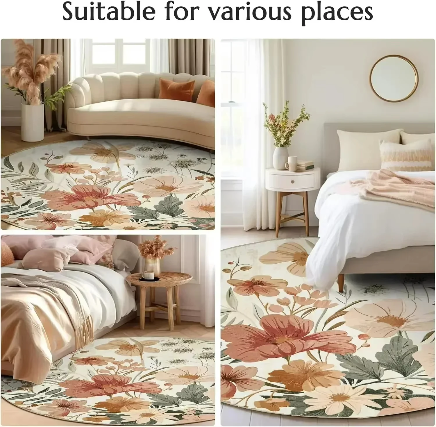 Boho Round Rug Non-Slip Retro  – Home Toilet Bathroom Design Bewertung und Preis
