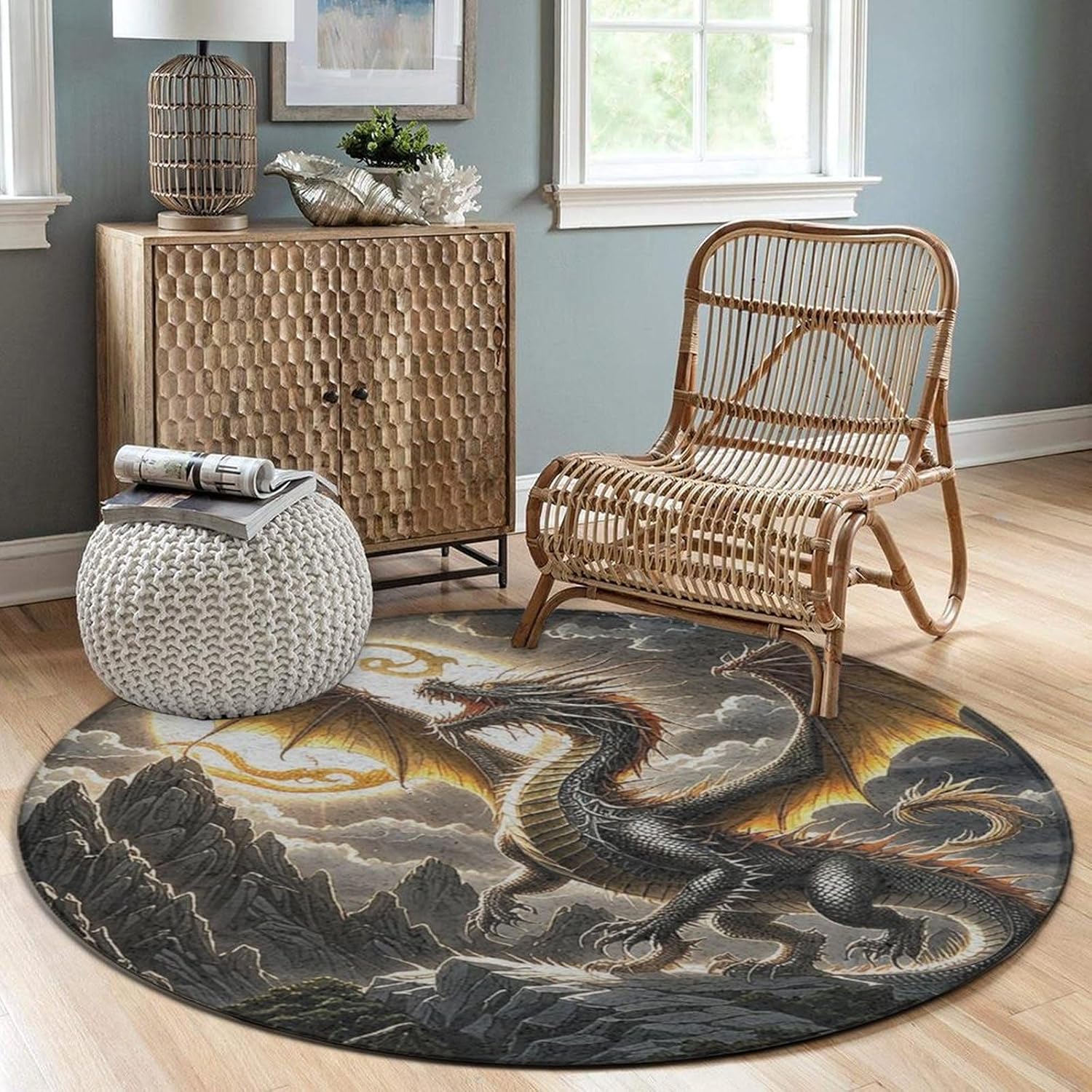 Majestic Dragon Round Rug Fant – Home Bathroom Scene Bewertung und Preis