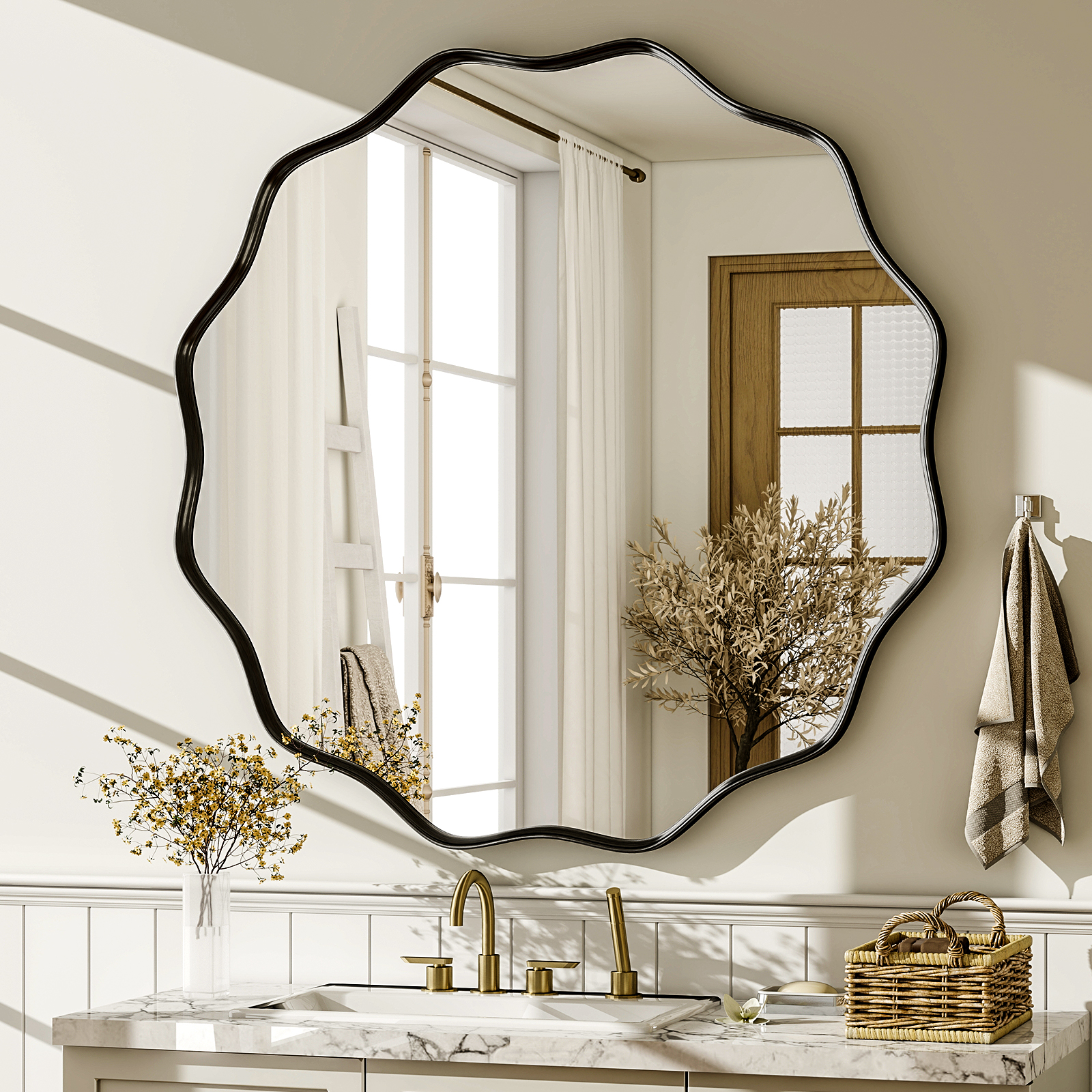 Wavy Round Bathroom Mirror Dec – Home Bathroom Furniture Bewertung und Preis