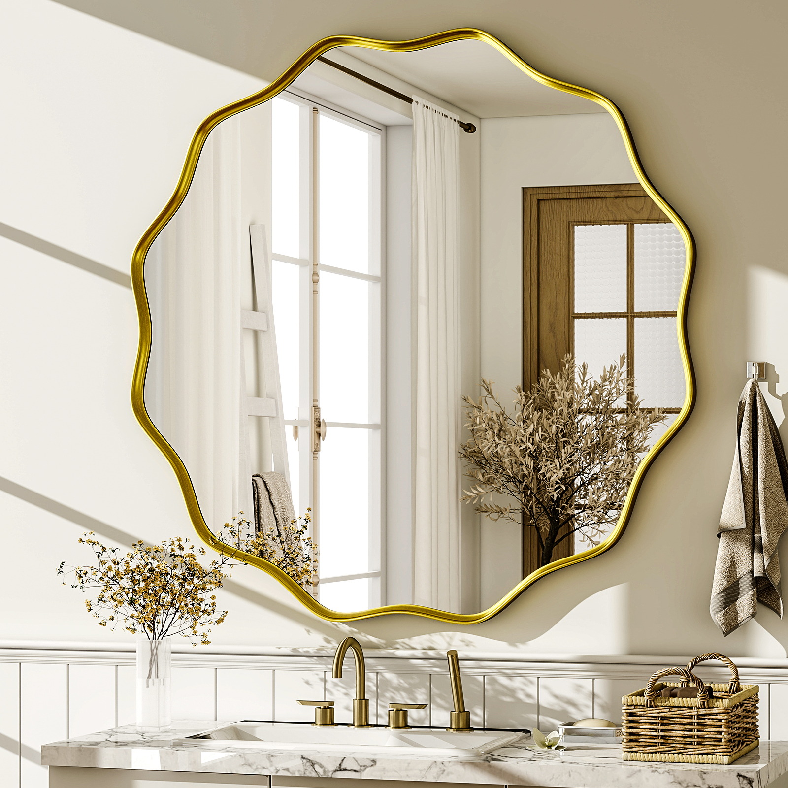 Wavy Round Bathroom Mirror Dec – Home Bathroom Furniture Bewertung und Preis