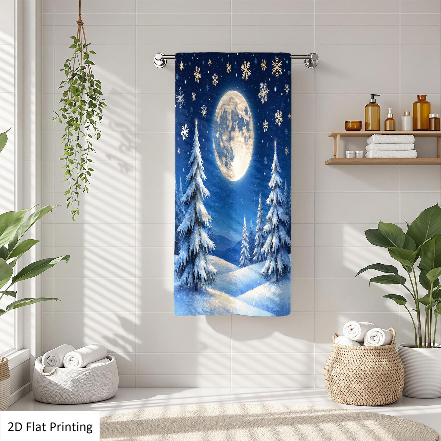1Pc Snowflakes Moon Fir Trees  – Home Bathroom Scene Bewertung und Preis