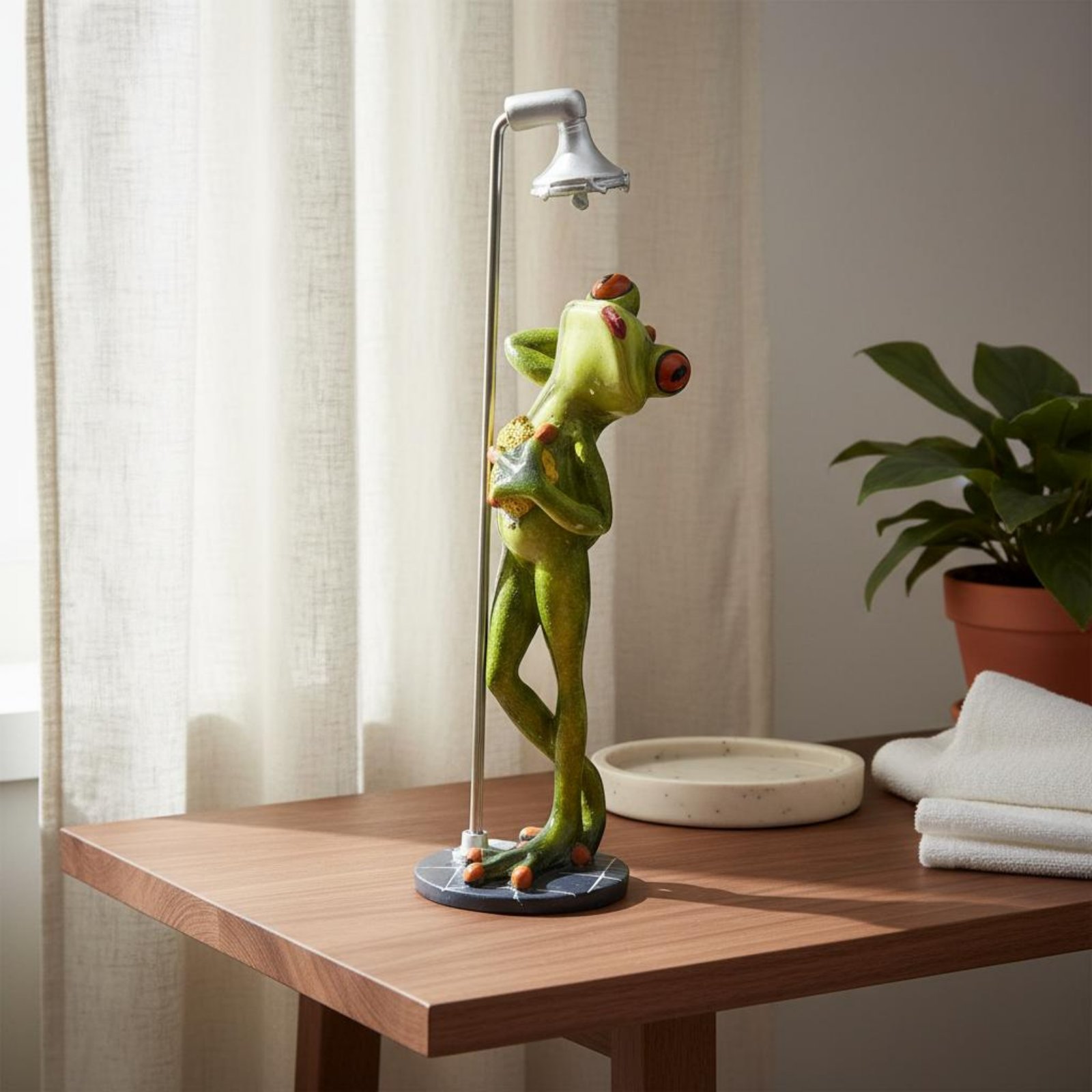 Showering Frog Figurine Great  – Home Bathroom Shower Bewertung und Preis