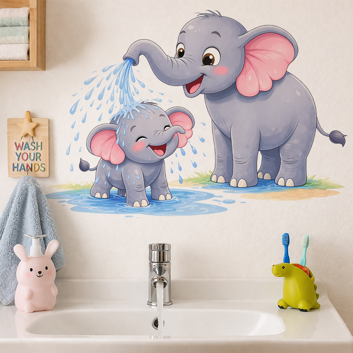 New Cartoon Elephant Wall Stic – Home Bathroom Scene Bewertung und Preis