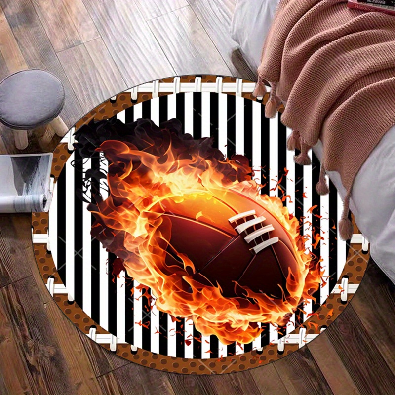 Flaming Football Round Rug for – Home Bathroom Ideas Bewertung und Preis