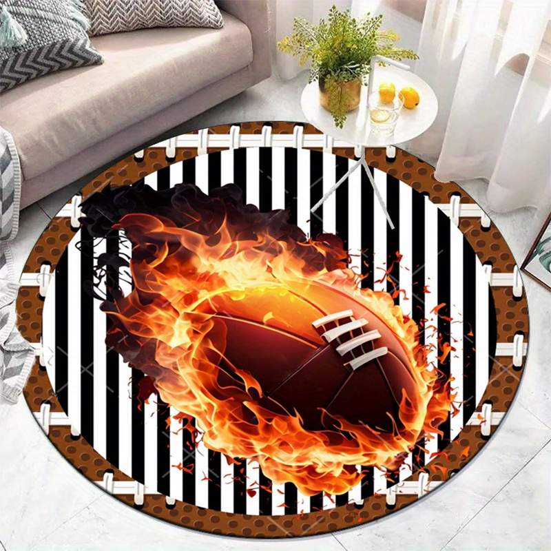Flaming Football Round Rug for – Home Bathroom Ideas Bewertung und Preis