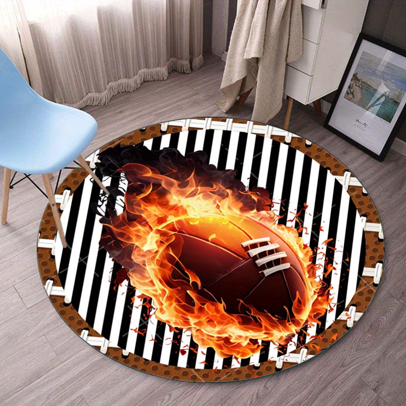 Flaming Football Round Rug for – Home Bathroom Ideas Bewertung und Preis