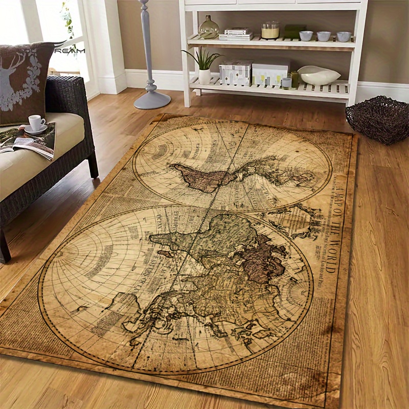 Vintage Map Design Non-Slip Fl – Home Toilet Bathroom Design Bewertung und Preis