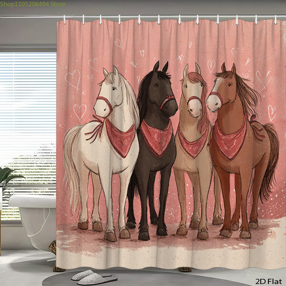 Cute Horses Shower Curtain, Ca – Home Bathroom Ideas Bewertung und Preis